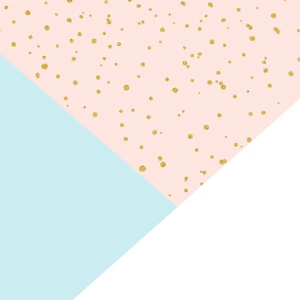 Fond vectoriel, avec paillettes dorées, triangle bleu et rose. — Image vectorielle