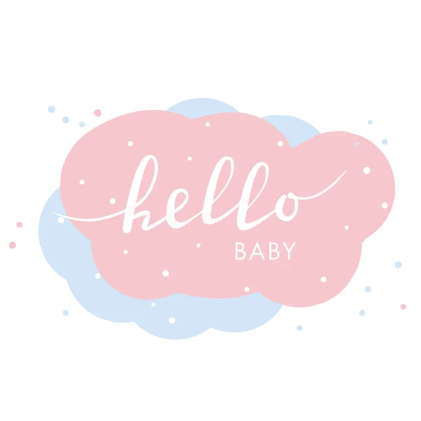 Handgetekende belettering hallo baby voor print, kaart, poster, decor. — Stockvector