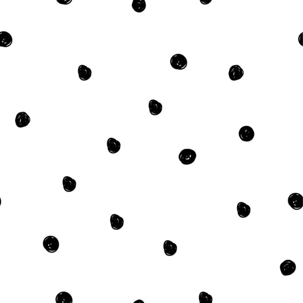 Skizzenhafte, von Hand gezeichnete Punkte Vektor nahtlose Muster. — Stockvektor