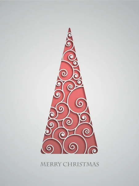 Elegante árbol de Navidad remolino con sombra . — Vector de stock