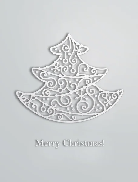 Elegantní víření vánoční strom se stínem. — Stockový vektor