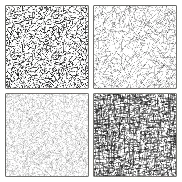 Sömlös uppsättning scribble mönster. — Stock vektor