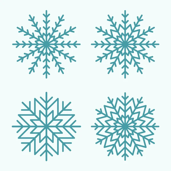 Set van eenvoudige sneeuwvlokken. — Stockvector