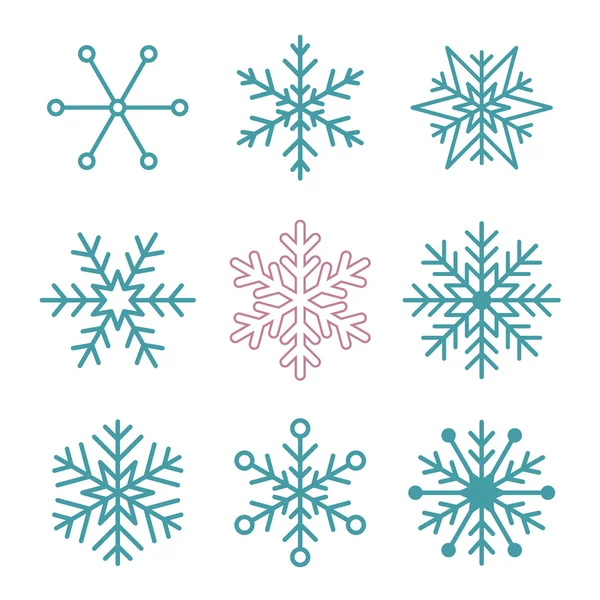 Set van eenvoudige sneeuwvlokken. — Stockvector