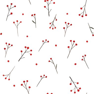 Kırmızı meyveler ile şube. Seamless modeli.