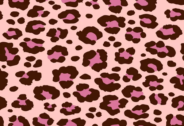 Leopard Pattern Texture Repeating Seamless Pink Black Print Background — Stock Vector