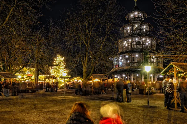 Chinese Tower of Munich at Christmastime , English Garden, Munich — Stock Photo, Image