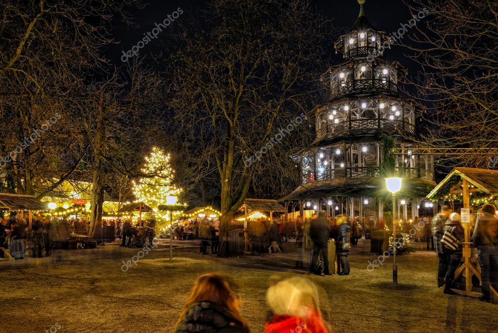 Chinese Tower Of Munich At Christmastime English Garden Munich