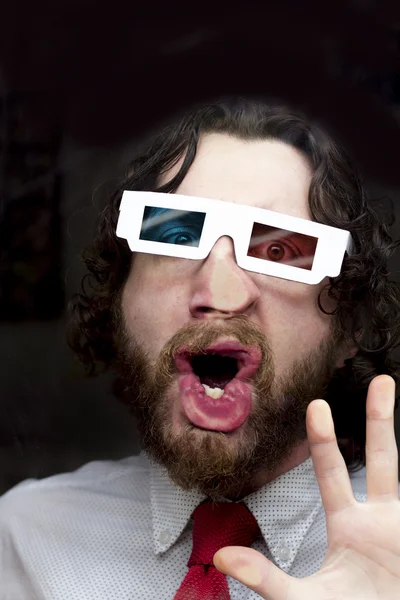 Bearded Man 3D Glasses — Stock Photo, Image