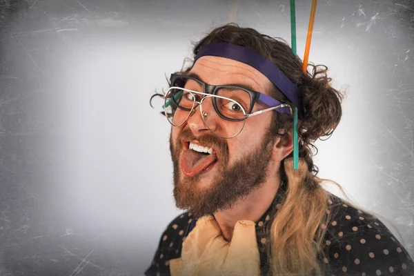 Bearded Crazy Person Lunatic — Stock Photo, Image