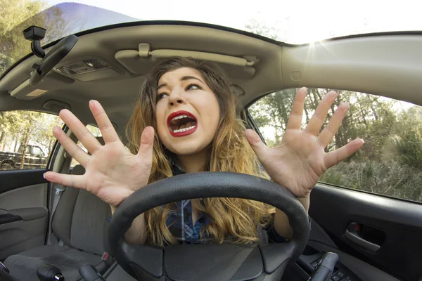 Car Crash Facial Expression — Stock Photo, Image