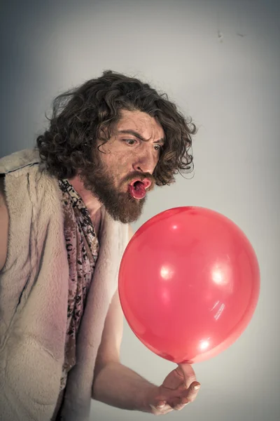 Caveman Yelling Balloon — Stock Photo, Image