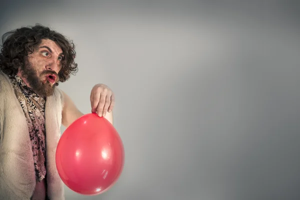 Caveman Yelling Balloon — Stock Photo, Image