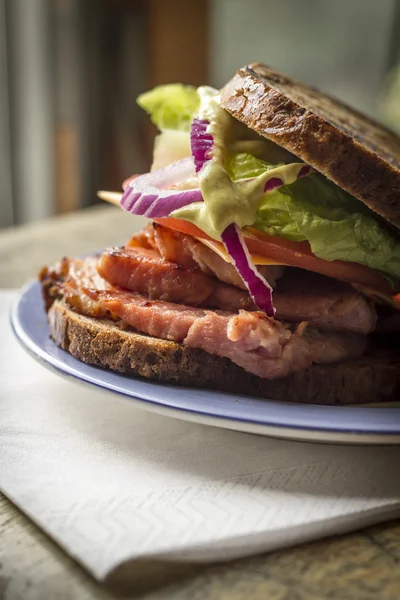 Rustik Jambonlu sandviç — Stok fotoğraf