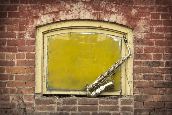Джазовий саксофон гранж — стокове фото