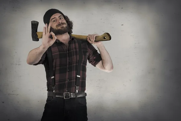 Lumberjack Okay Sign — Stock Photo, Image