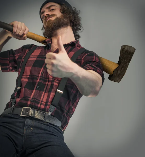 Lumberjack okej tecken — Stockfoto