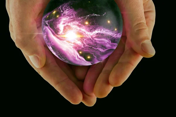 Ilustração 3D Crystal Ball Universo — Fotografia de Stock