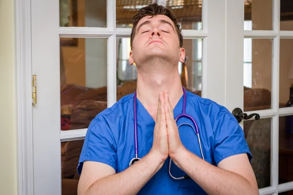 Male Nurse Stethoscope — Stock Photo, Image