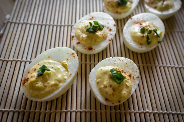 Deviled Eggs Chives — Stock Photo, Image
