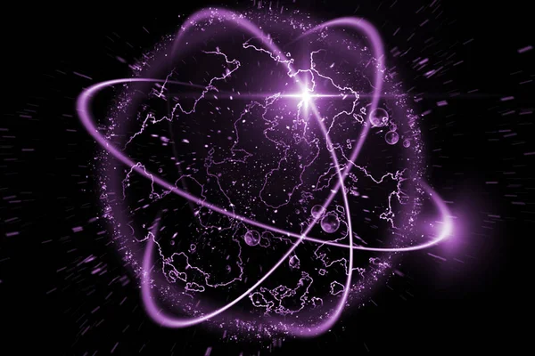 Κοντινό Πλάνο Των Πολύχρωμων Ατομικών Σωματιδίων Υποβάθρου Επιστήμη Εικονογράφηση — Φωτογραφία Αρχείου