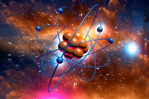 Nahaufnahme Von Bunten Atomaren Teilchen Hintergrund Wissenschaft Illustration — Stockfoto