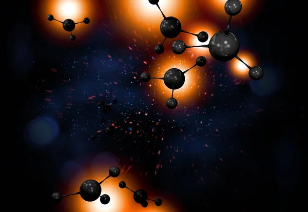 Närbild Färgglada Atomära Partikel Bakgrund Vetenskap Illustration — Stockfoto