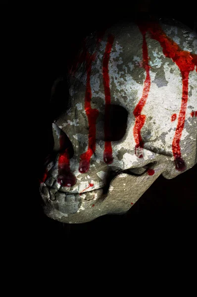 Děsivé Krvavé Halloween Lebka Pro Říjnové Prázdninové Pozadí — Stock fotografie