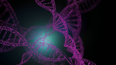Soyut DNA ipliği çift sarmallı genetik 3D çizim