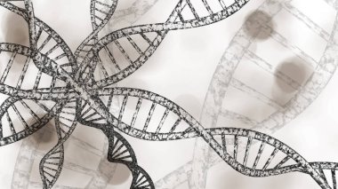 Soyut DNA ipliği çift sarmallı genetik 3D çizim