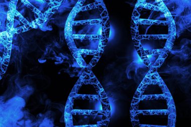 Soyut DNA ipliği çift sarmallı genetik 3D çizim