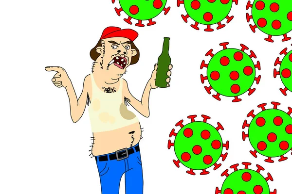 Şişko cahil cahil köylü, Coronavirus Illustrasyonunu suçluyor.