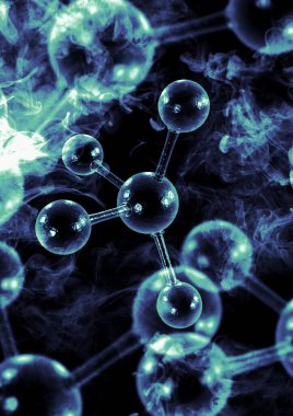 Atomik parçacık arkaplan bilimi 3B illüstrasyonunu kapat