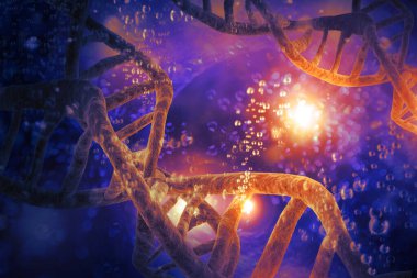 Soyut DNA ipliği çift sarmallı genetik 3D çizim