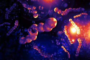 Streptococcus pnömoni olarak da bilinen boğaz ağrısı. Ağızda üç boyutlu dijital illüstrasyon.