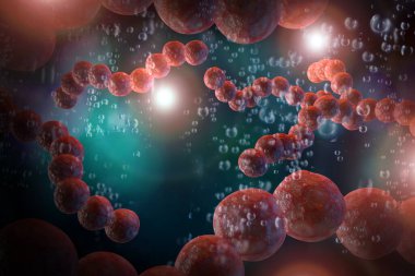 Streptococcus pnömoni olarak da bilinen boğaz ağrısı. Ağızda üç boyutlu dijital illüstrasyon.