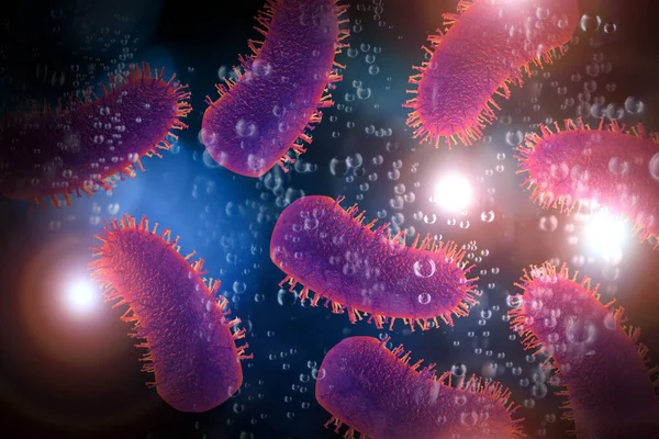 Cellule Microscopiche Del Virus Della Rabbia Con Sfondo Rosa Illustrazione — Foto Stock