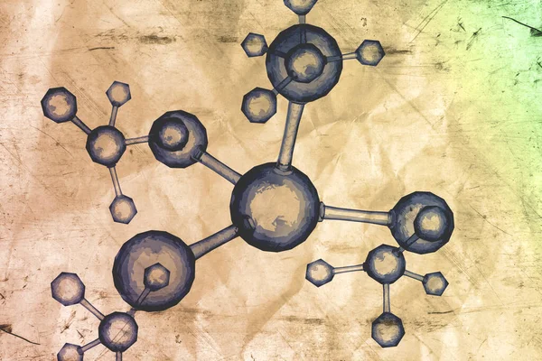 Renkli Atomik Parçacık Arkaplan Bilimi Illüstrasyonunu Kapat — Stok fotoğraf