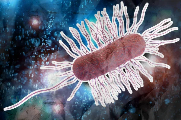 大肠杆菌 Escherichia Coli 也被称为生态细菌健康科学概念3D说明 — 图库照片