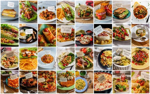 World cuisine gluten-free diet food collage for people with celiac disease or non-celiac gluten sensitivity
