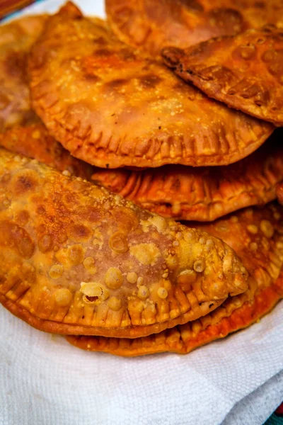 Abendessen Platte Mit Mexikanischen Gebratenen Empanada Fleischpasteten — Stockfoto