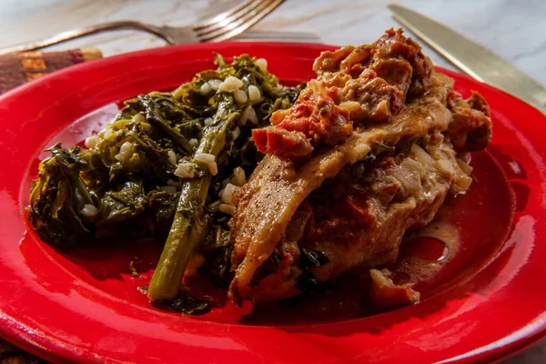 Poulet Farci Fromage Chèvre Avec Tomates Séchées Soleil Côté Rage — Photo