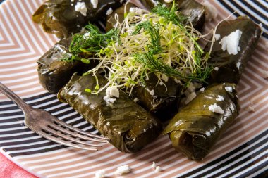 Ermeni yaprak dolma, doldurulmuş üzüm yaprağı aperatifi.