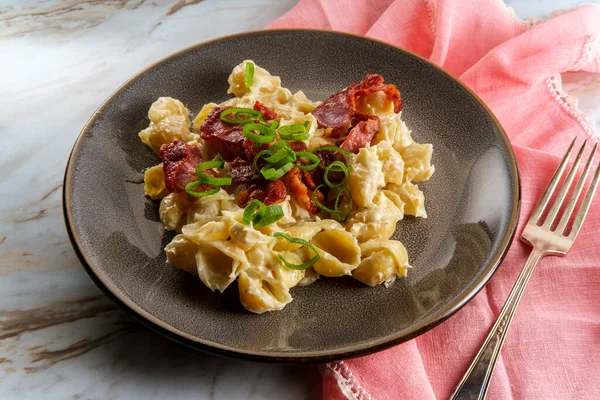 Pepper Jack Mac Cheese Country Style Ham Scallions — Stock Photo, Image