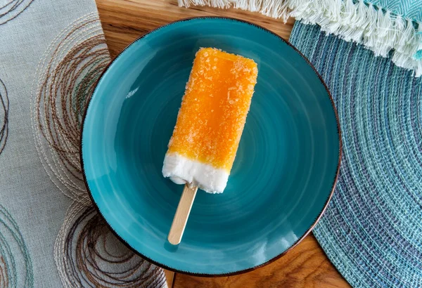 Refreshing Frozen Dessert Orange Cream Ice Pop Stick — Stock Photo, Image