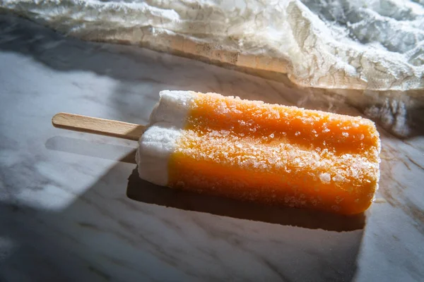 Refreshing Frozen Dessert Orange Cream Ice Pop Stick — Stock Photo, Image