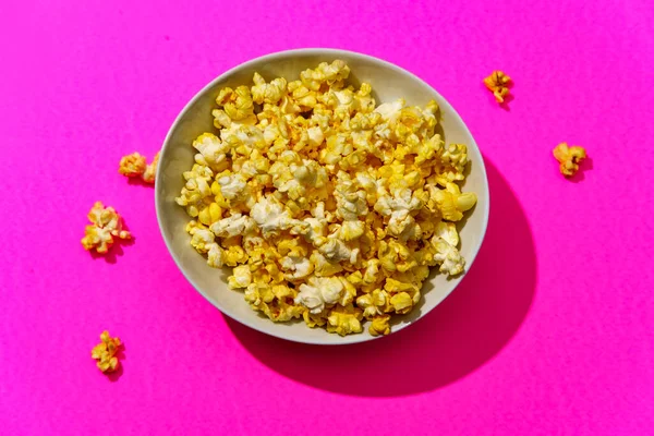 Film Divadlo Popcorn Barevné Neonové Pop Art Pozadí — Stock fotografie
