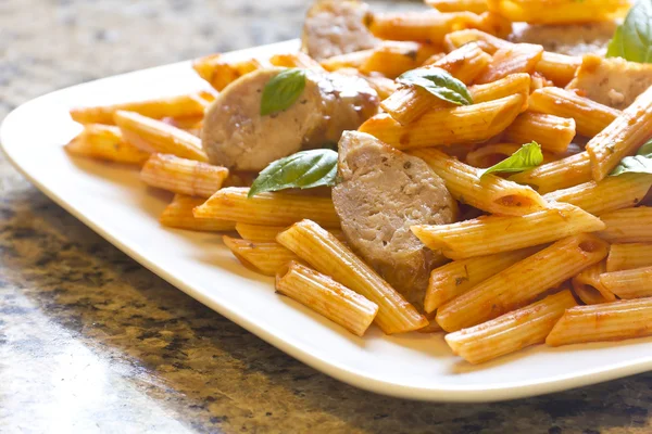 Pasta korv paprika — Stockfoto