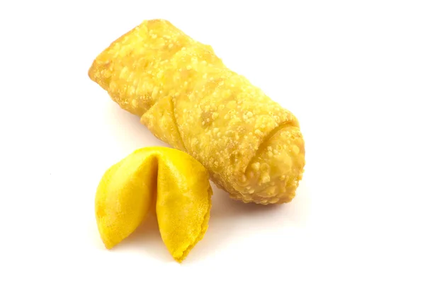 Egg Roll and Fortune Cookie — Stock Photo, Image