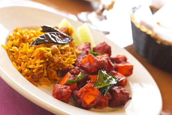 Kadai Paneer con arroz de tamarindo —  Fotos de Stock